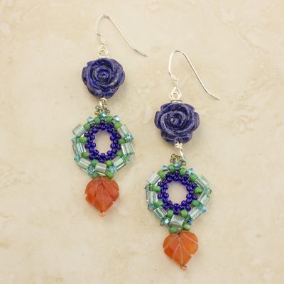 Blue Lapis Flower Earrings